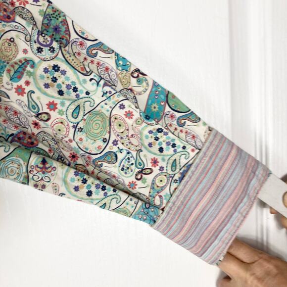 ROBERT GRAHAM Multicolor Bohemian Paisley Button Up Shirt Blouse in Cotton - Picture 5 of 11